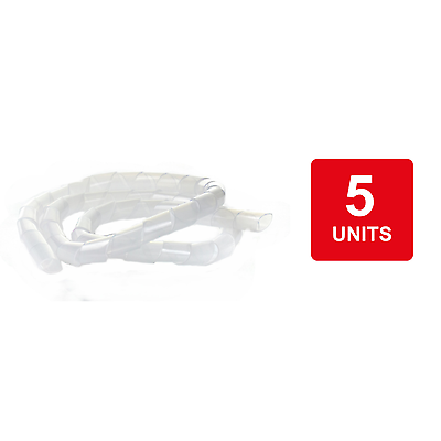 1,2,5,10,20,50,100 Pack White Spiral Tube Tidy Wire Cable 1M PC TV CCTV Home