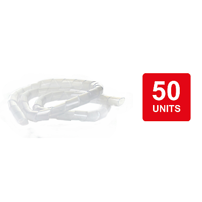 1,2,5,10,20,50,100 Pack White Spiral Tube Tidy Wire Cable 1M PC TV CCTV Home