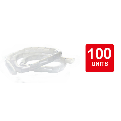 1,2,5,10,20,50,100 Pack White Spiral Tube Tidy Wire Cable 1M PC TV CCTV Home