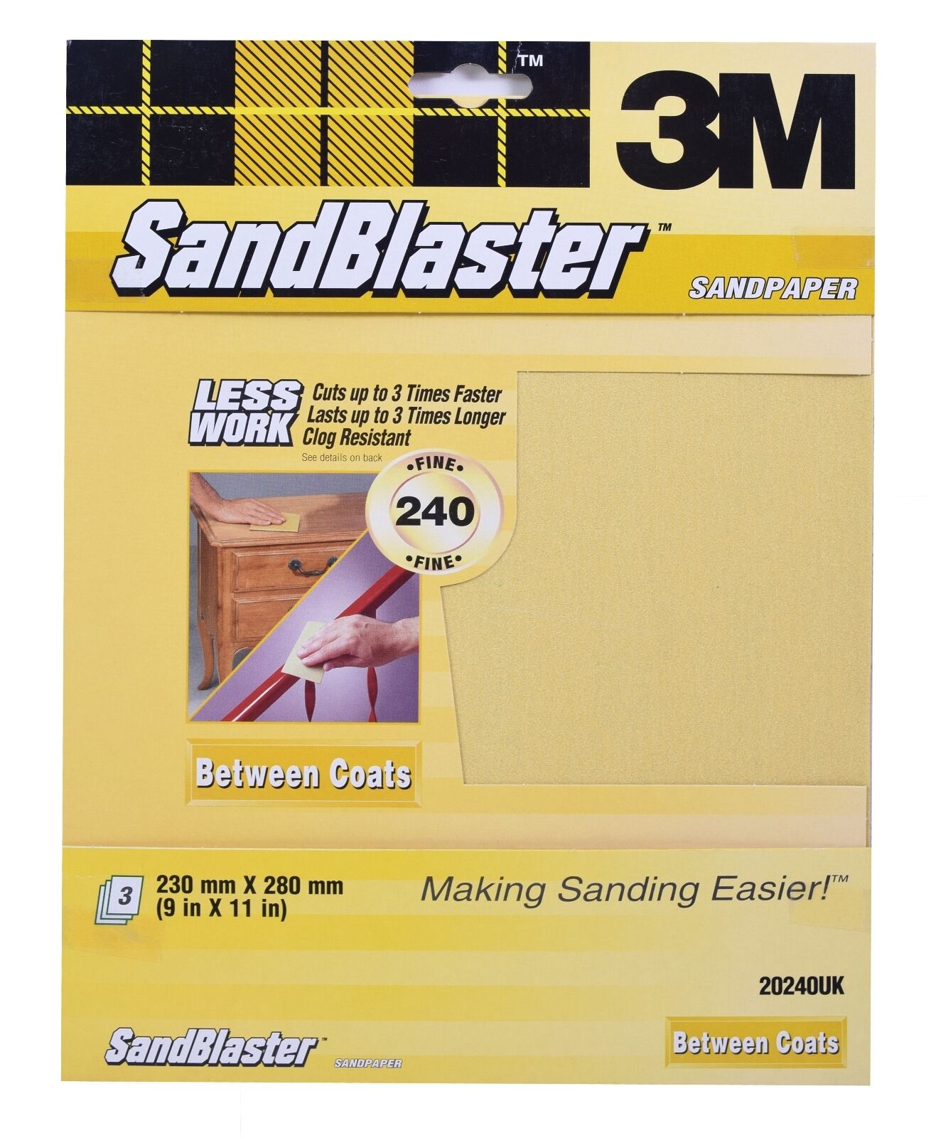 3M Sandblaster Sandpaper Sheets Paint Stripping, Bare Surfaces & Between Coats