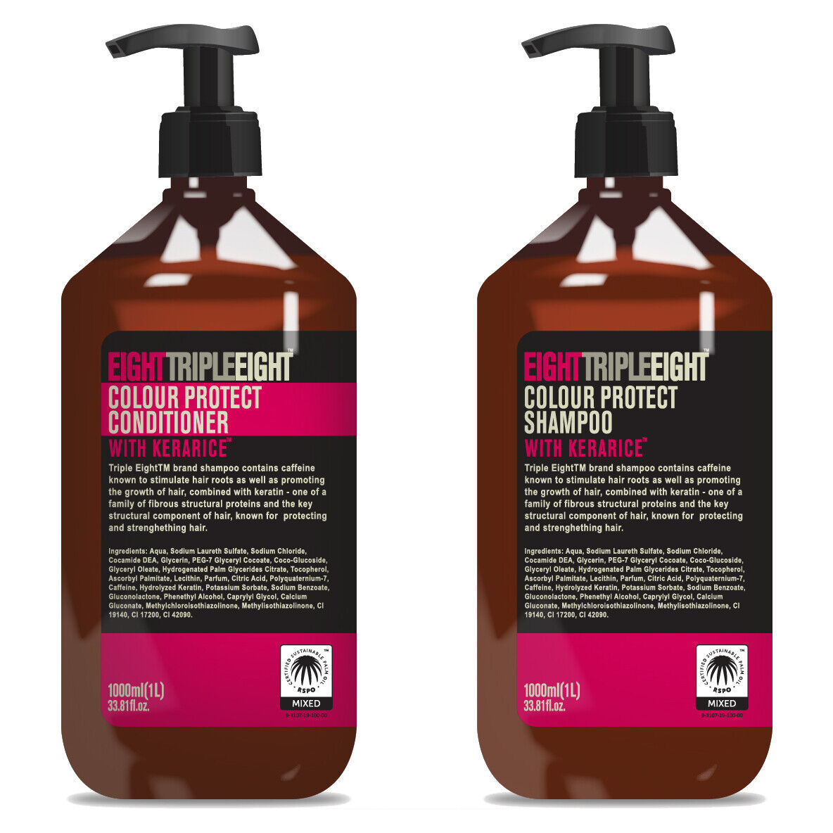 2x Eight Triple Eight 2x1L = 2 Litres of Shampoo & Conditioner - 14 Types