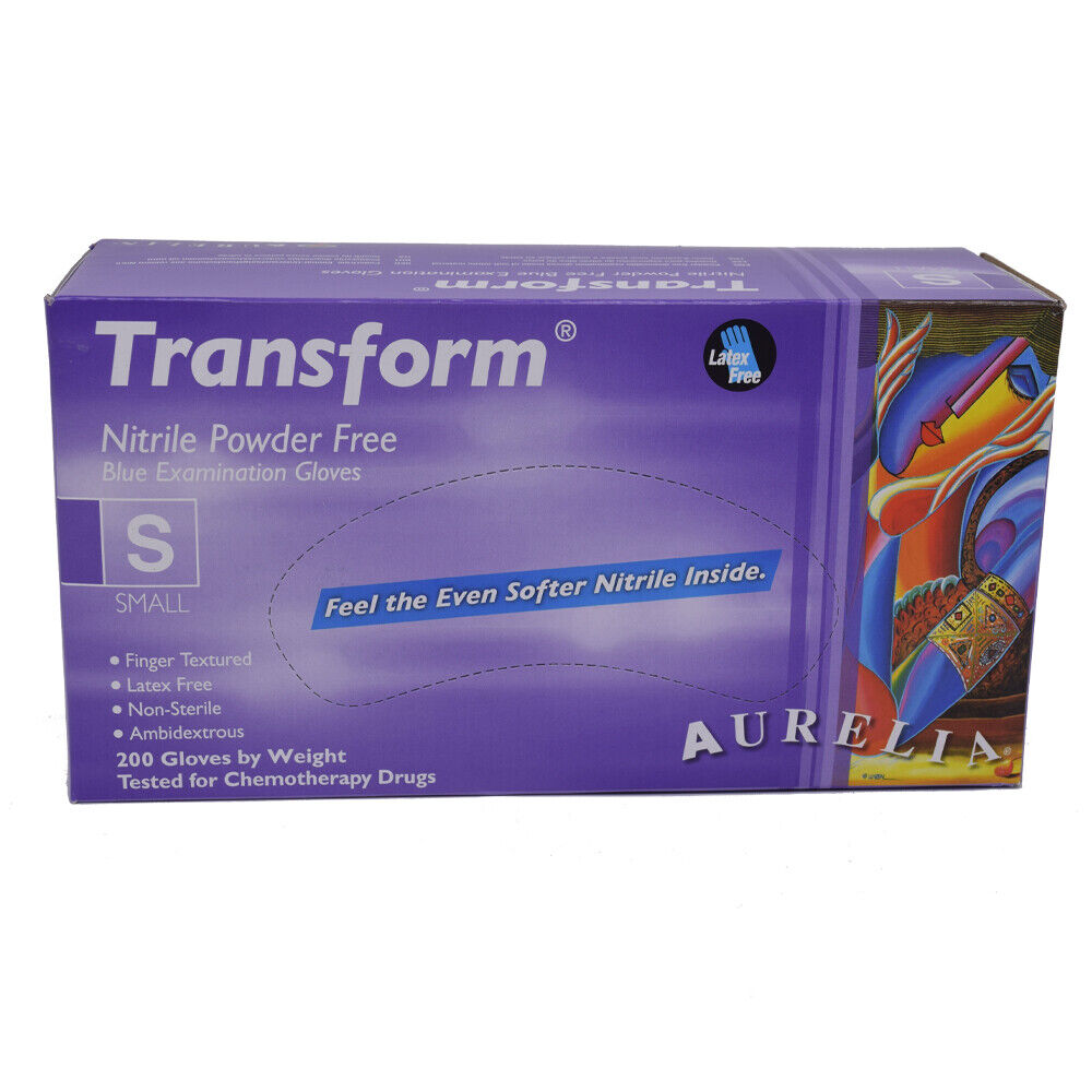 200 X Aurelia Transform Blue Disposable Nitrile Gloves All Sizes