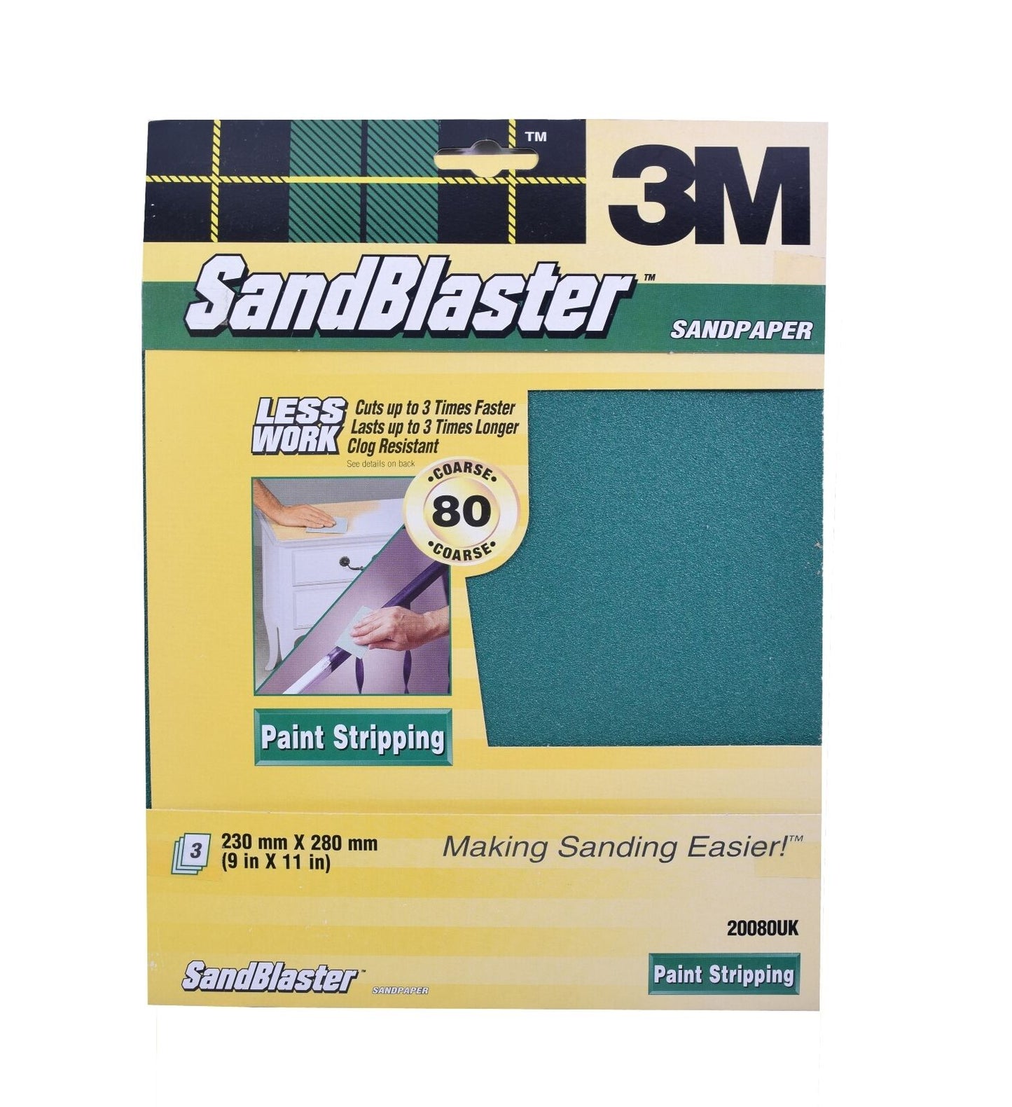 3M Sandblaster Sandpaper Sheets Paint Stripping, Bare Surfaces & Between Coats