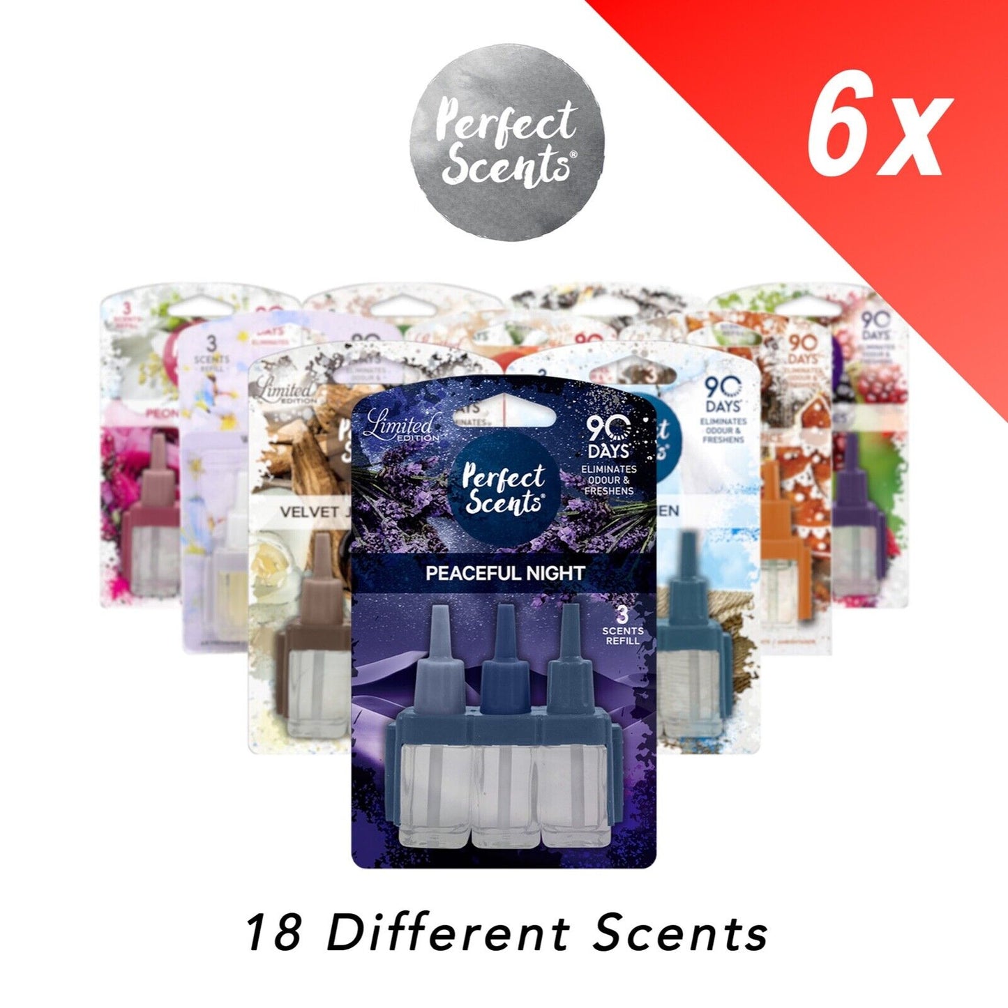 6x Perfect Scents 3Scents Refill Home Air Freshener - Compatible with 3volution