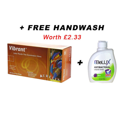 100 Aurelia Vibrant Latex White Disposable Powder Free Gloves +Free Antibac Soap