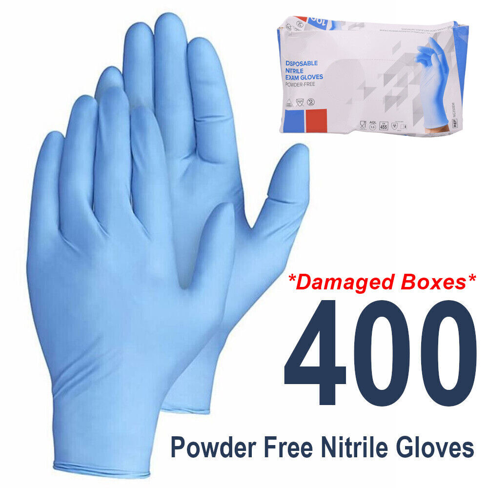 400 Disposable Nitrile Gloves Latex Free S, M, L, XL (Damaged Boxes)