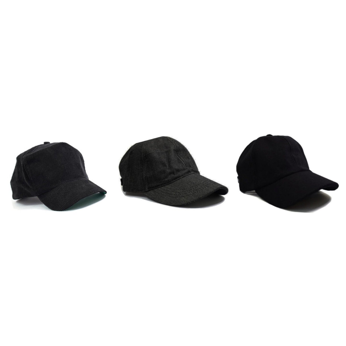 Black Classic Adjustable Baseball Caps - Work Casual Sports Leisure