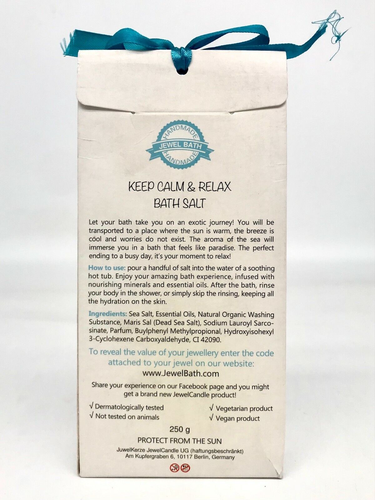 Jewel Bath Keep Calm & Relax Bath Salt with Surprise Stainless Steel Jewellery