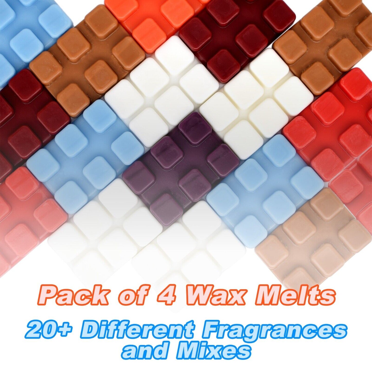 4x Wax Melts Highly Scented Soy Snap Bars Essential Oil Premium 4x6 = 24 cubes