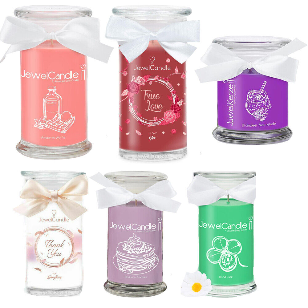 Jewel Candle Scented Candle Big Glass Jar with Stainless Silver Jewellery