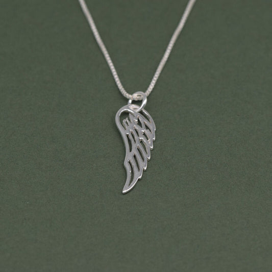 Genuine 925 Sterling Silver Wing Pendant Necklace on 14”-24" Box Chain