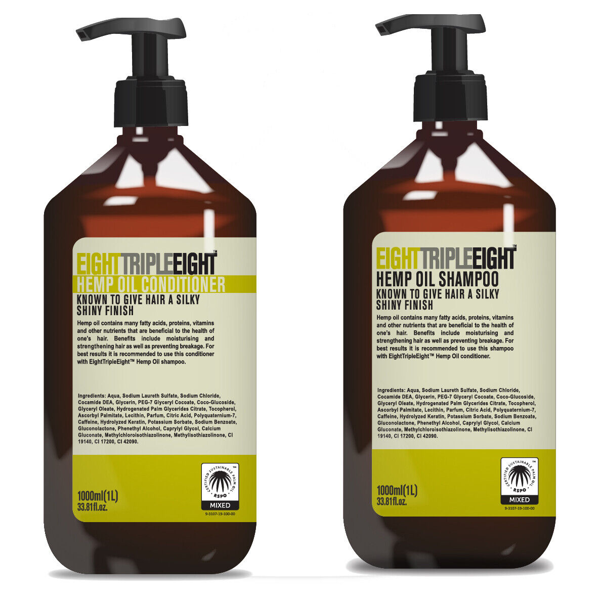 36x Eight Triple Eight 36x1L = 36 Litres of Shampoo & Conditioner - 14 Types