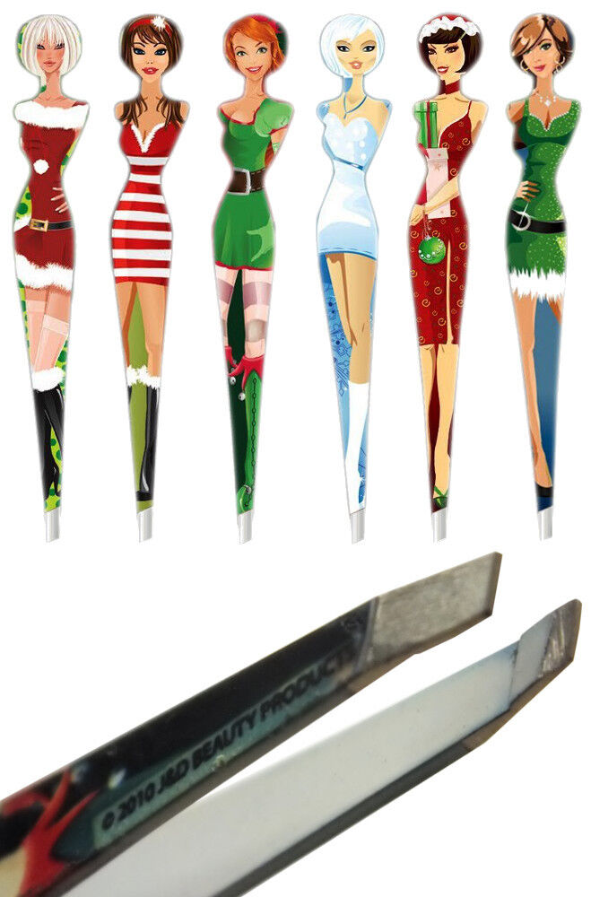 3xJ&D Diva Professional Eyebrow Tweezers Slant Tip Hair Plucker Character Design