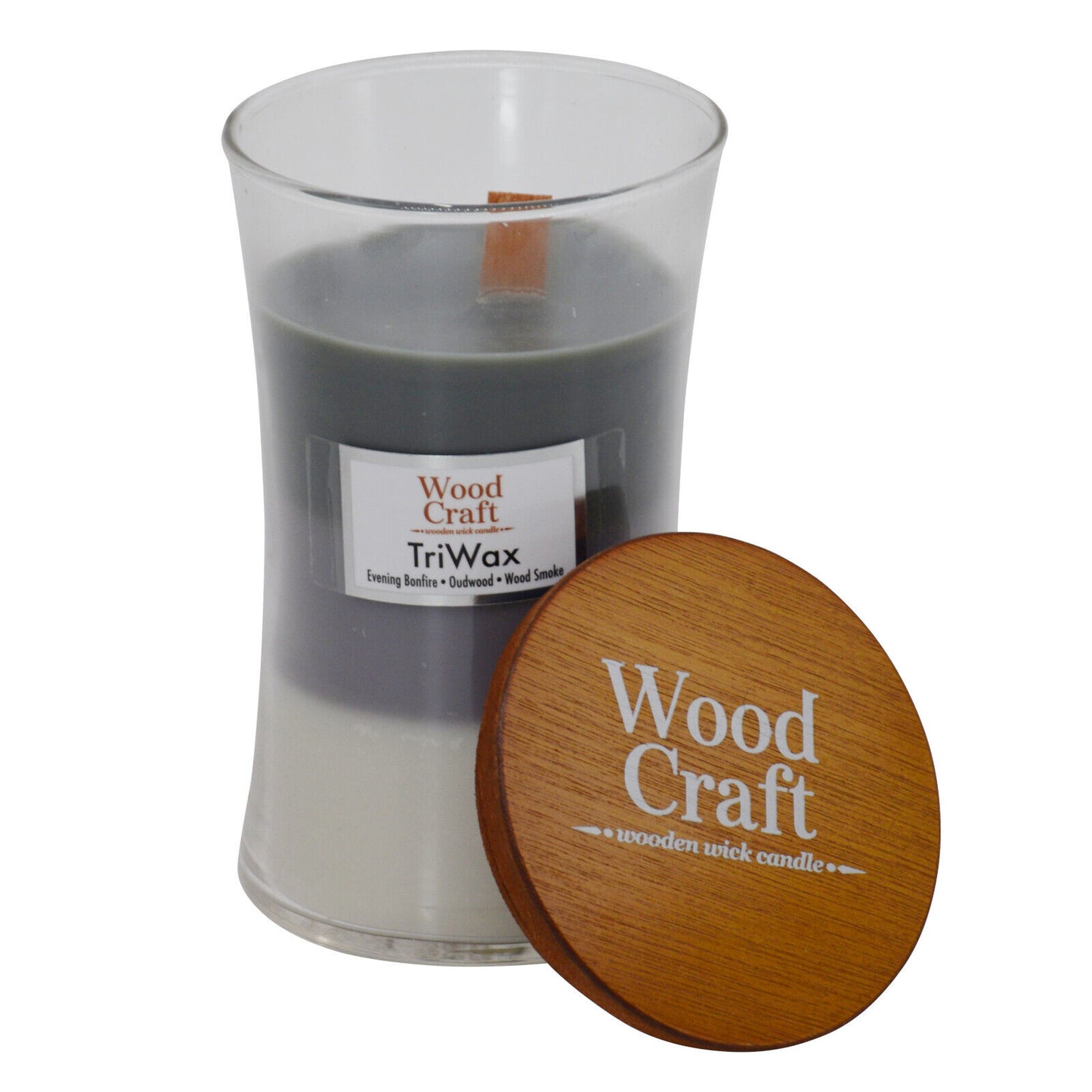 Woodcraft Large Hourglass Crackling Wooden Wick Scented Candle 595g / 145 Hour