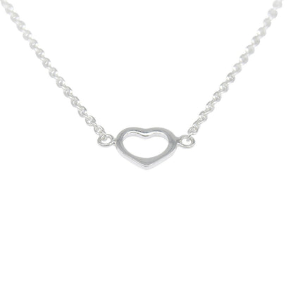 Genuine 925 Sterling Silver Open Heart on Rolo Chain Necklace