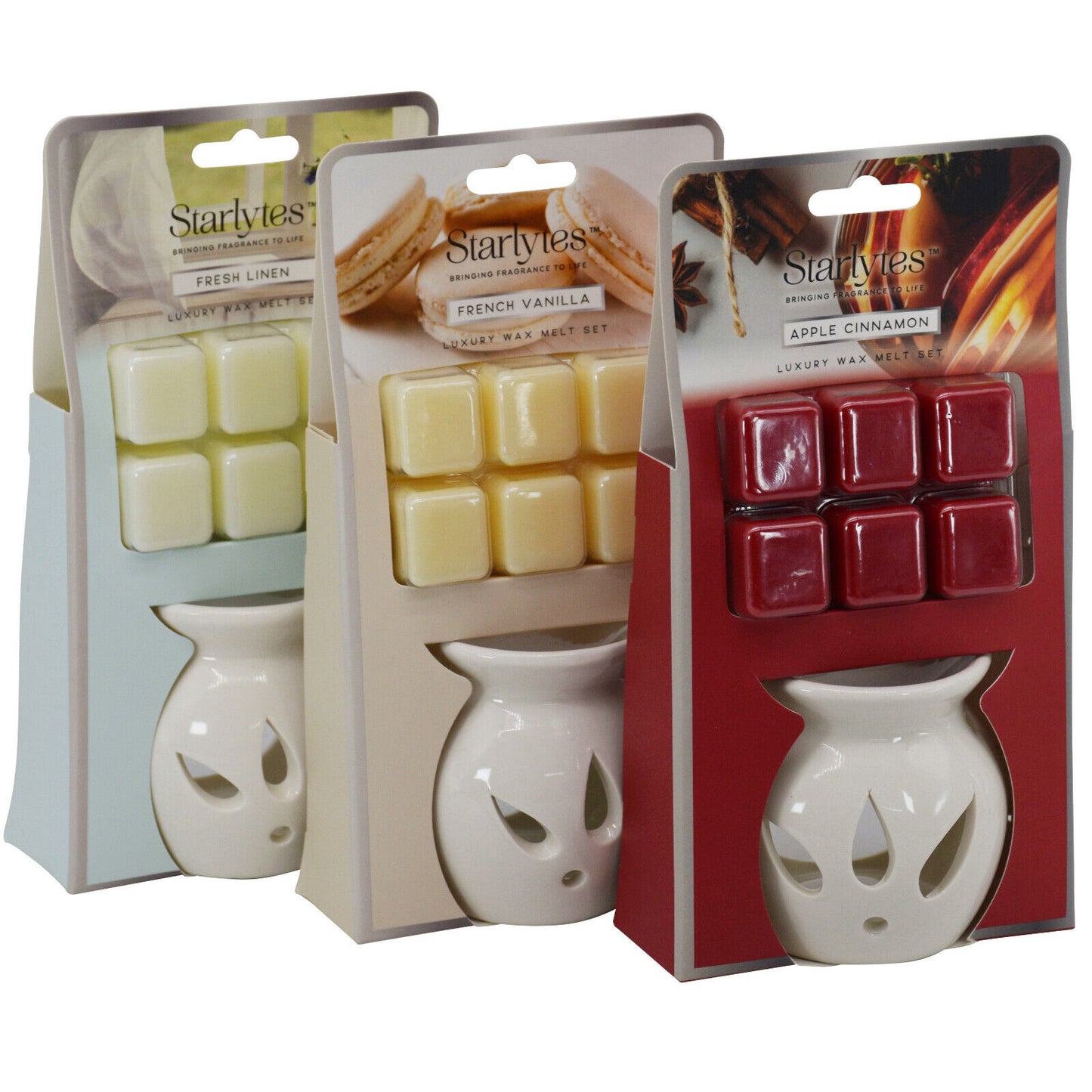 Starlytes Luxury Gift Set Ceramic Tealight Holder/Wax Warmer + 6 Wax Melt Cubes