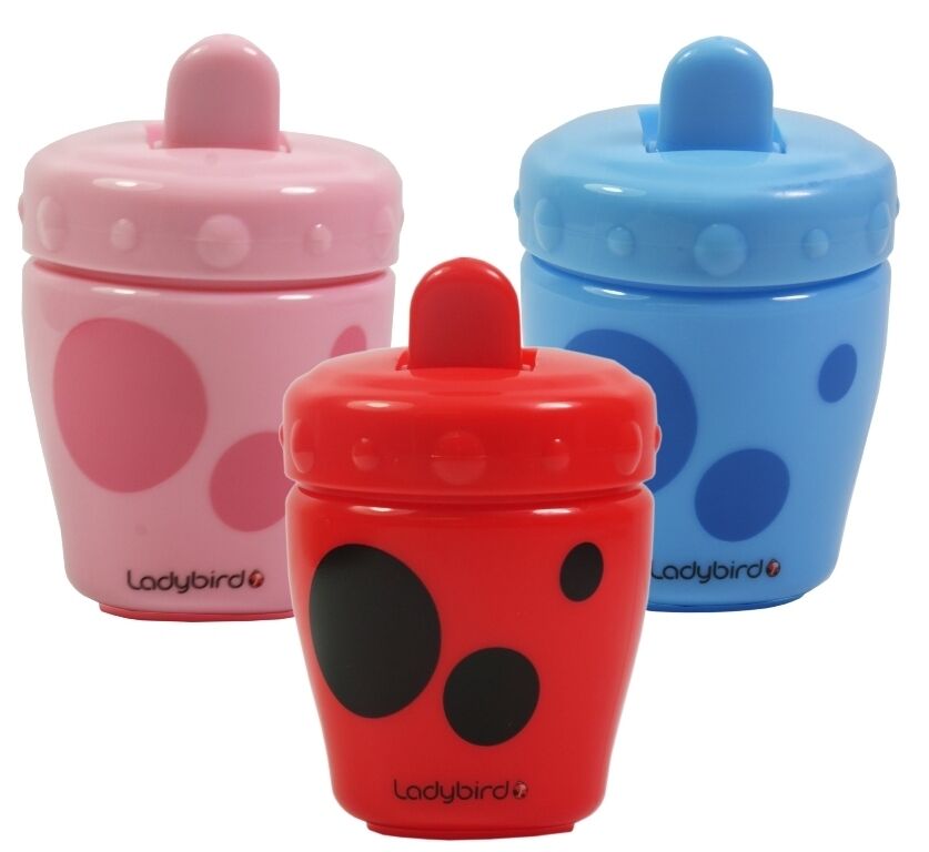 Ladybird Flip Top Non Spill First Beaker 120ml Red, Blue or Pink