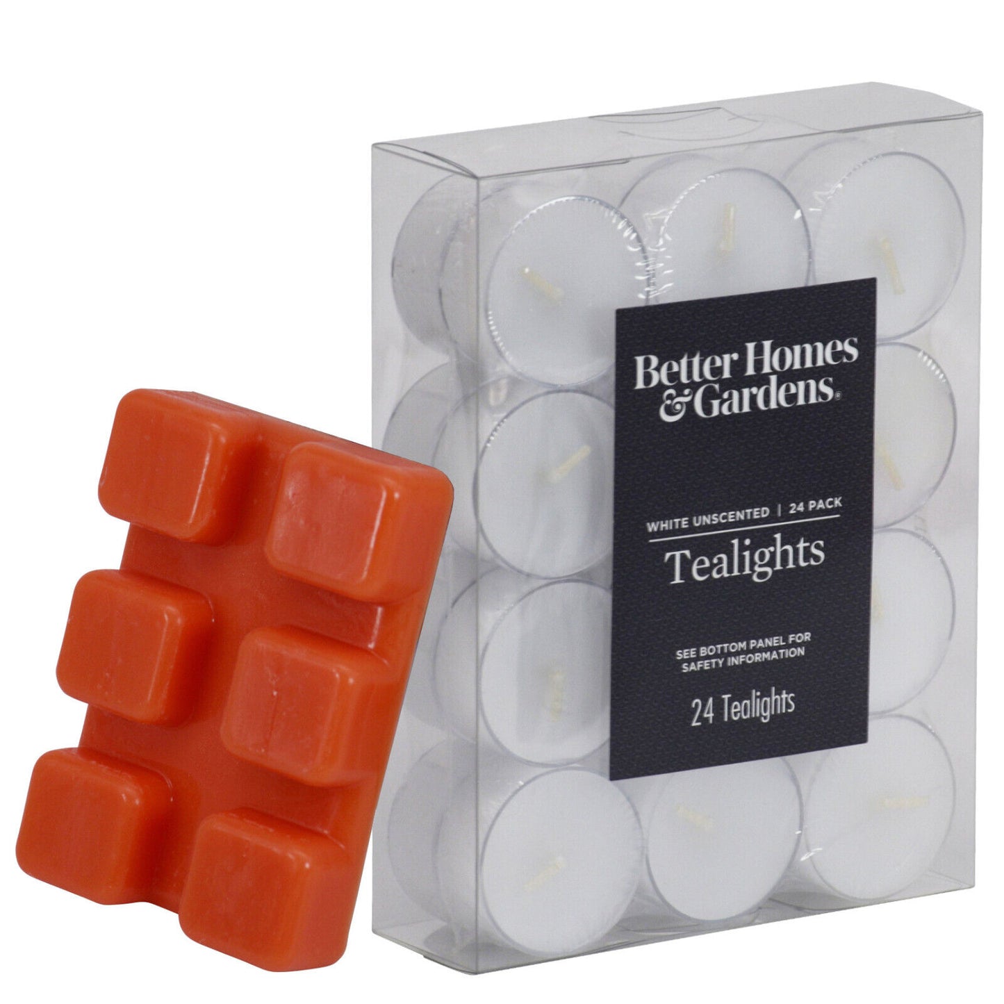 BH&G Quality Unscented Plastic Tealights Night Light Candles with Wax Melt Cubes