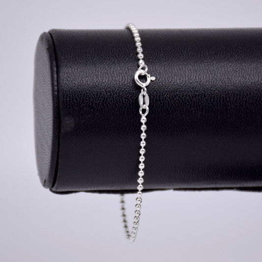 Genuine 925 Sterling Silver Diamond-Cut Ball Bead Bracelet