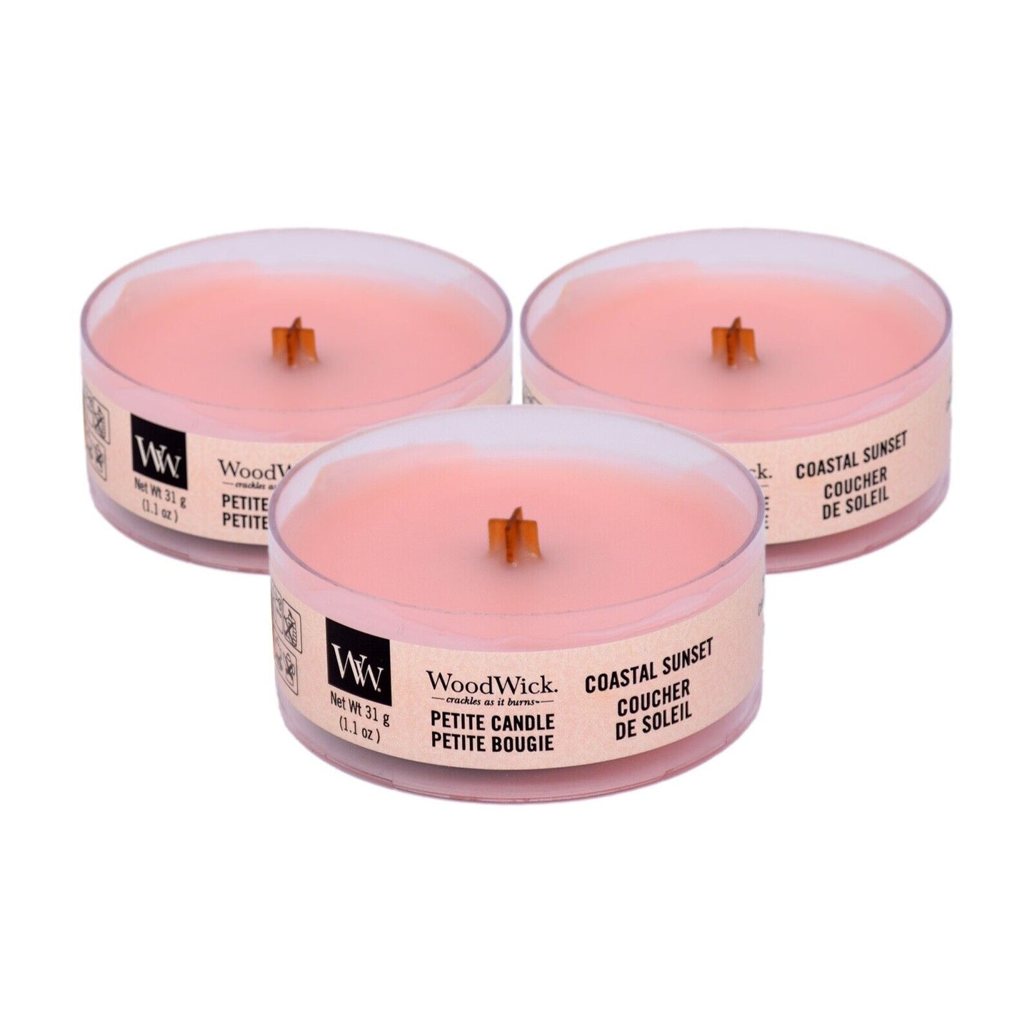 3x Woodwick (by Yankee Candle)  Petite Candle 3x31g - 7 Fragrance to Choose From