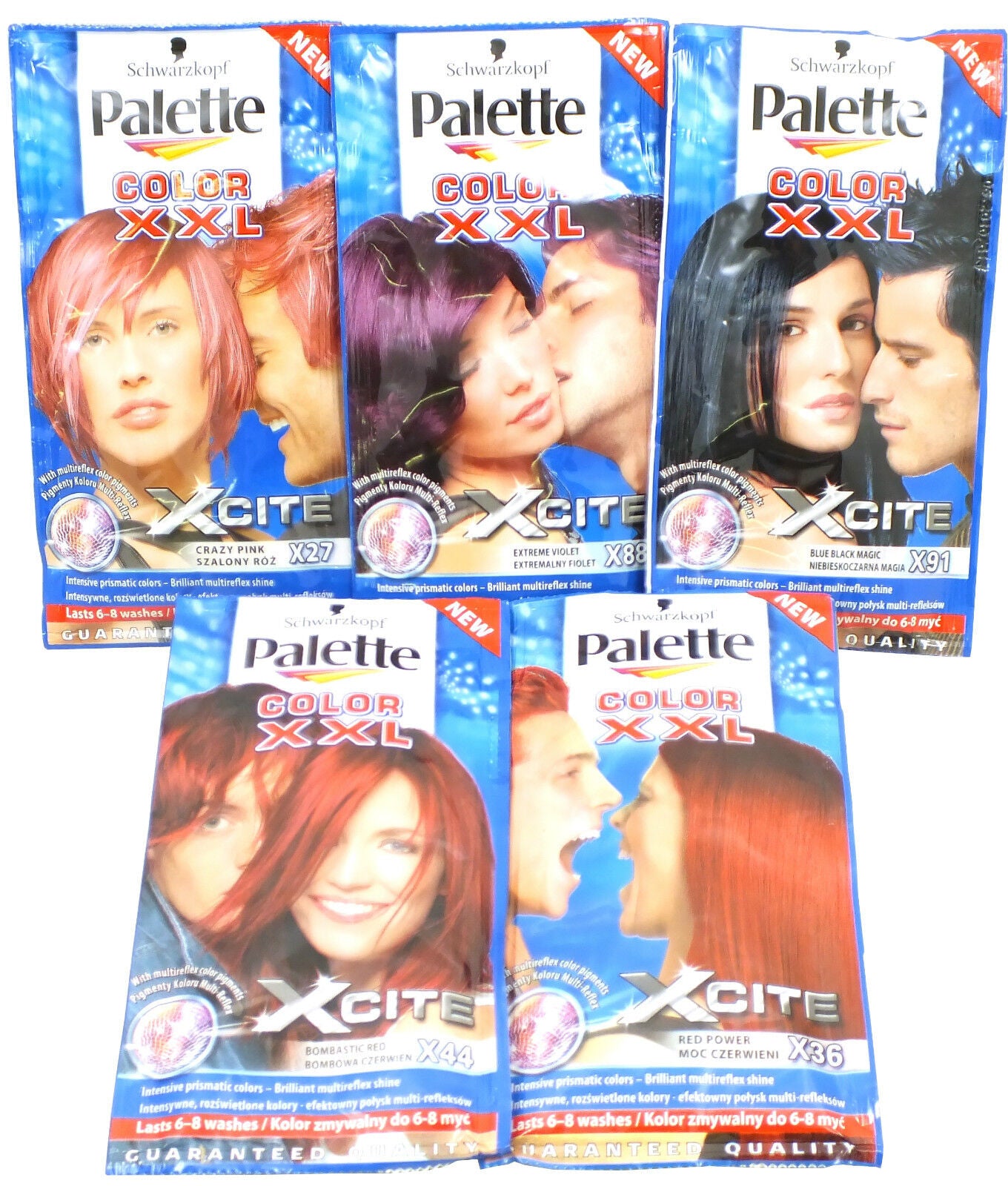 Schwarzkopf Palette Color XXL Xcite Hair Colour Dye Colours Sachet 6-8 Wash 25ml