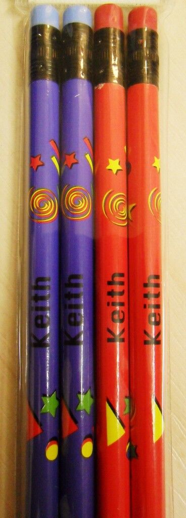 10 X Set of 4 Pack Boys Personalised Pencils with Rubber Kid Gift Child Name A-K