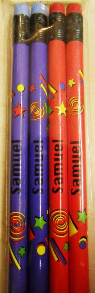 10 X Set of 4 Pack Boys Personalised Pencils with Rubber Kid Gift Child Name L-T