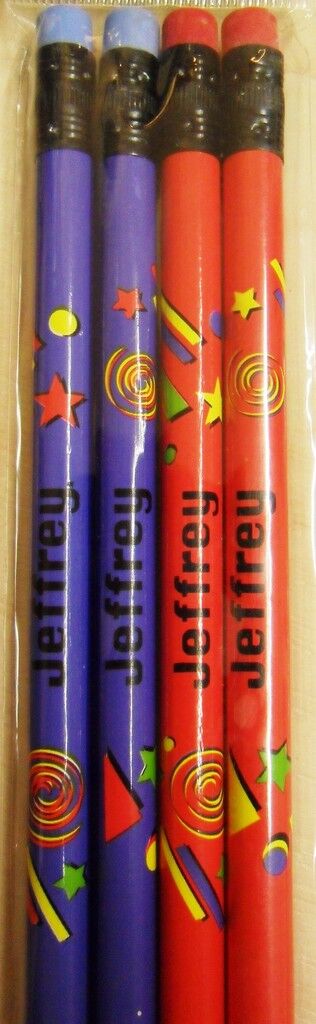 10 X Set of 4 Pack Boys Personalised Pencils with Rubber Kid Gift Child Name A-K