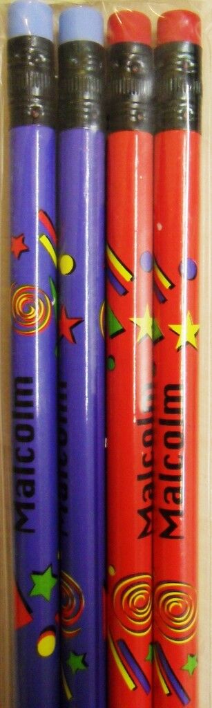 10 X Set of 4 Pack Boys Personalised Pencils with Rubber Kid Gift Child Name L-T