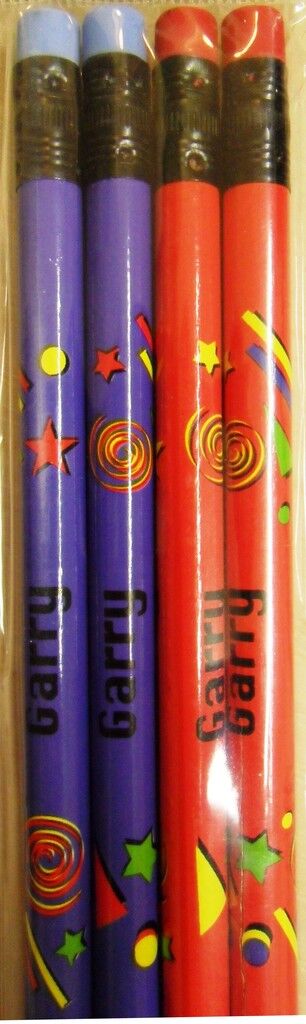 10 X Set of 4 Pack Boys Personalised Pencils with Rubber Kid Gift Child Name A-K