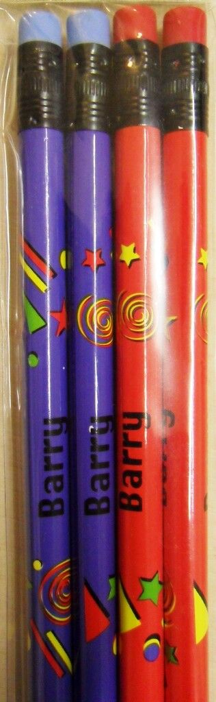 10 X Set of 4 Pack Boys Personalised Pencils with Rubber Kid Gift Child Name A-K