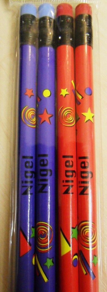 10 X Set of 4 Pack Boys Personalised Pencils with Rubber Kid Gift Child Name L-T