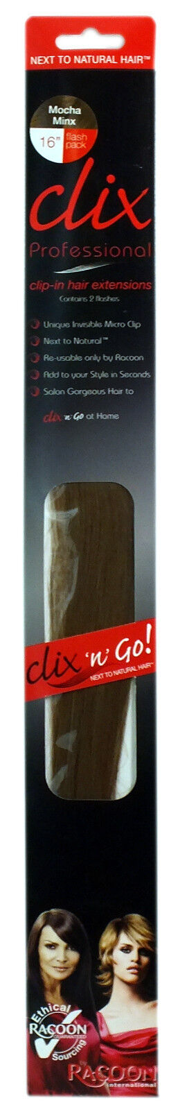 Racoon International Professional Clix N Go Clip in Hair Extensions 16” Length