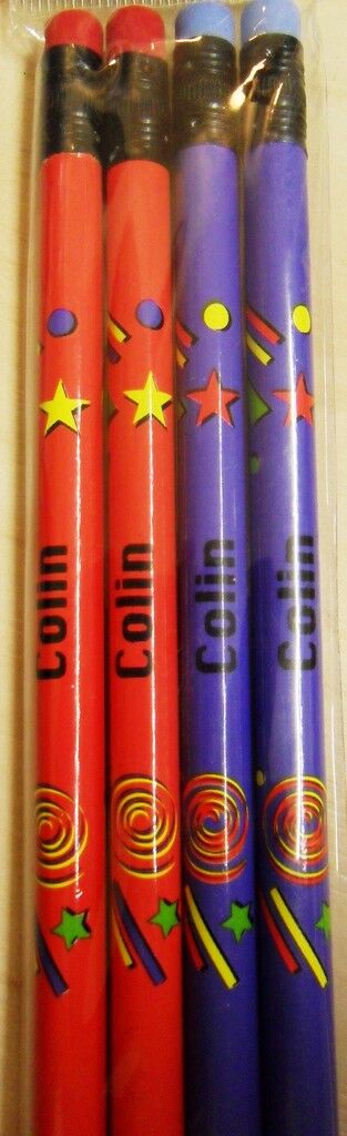 10 X Set of 4 Pack Boys Personalised Pencils with Rubber Kid Gift Child Name A-K