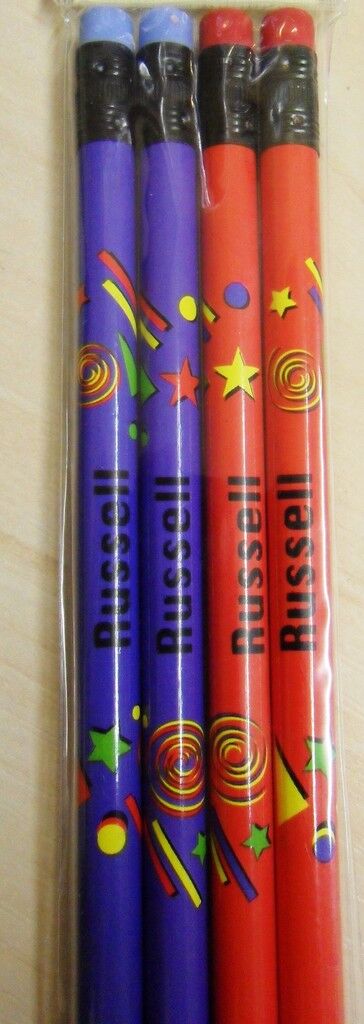 1 Pack - Set of 4 Boys Personalised Pencils with Rubber Kid Gift Child Name L-T