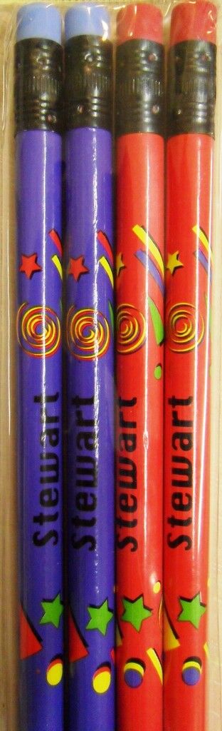 10 X Set of 4 Pack Boys Personalised Pencils with Rubber Kid Gift Child Name L-T