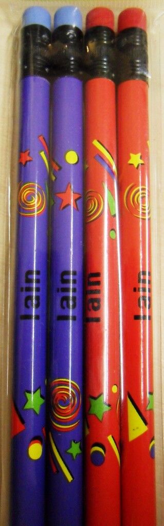 10 X Set of 4 Pack Boys Personalised Pencils with Rubber Kid Gift Child Name A-K