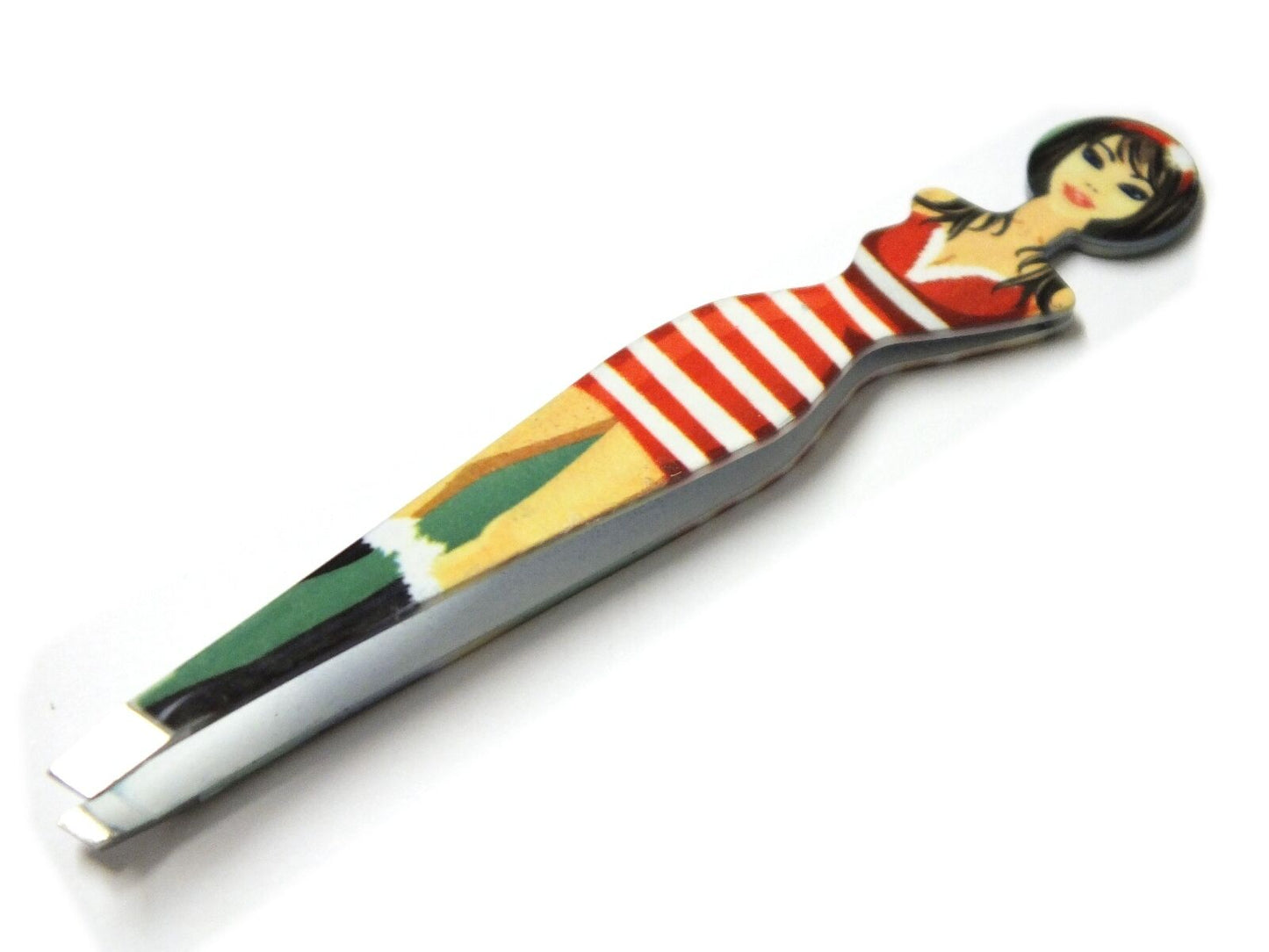 J&D Diva Professional Eyebrow Tweezers Slant Tip Hair Plucker Character Design