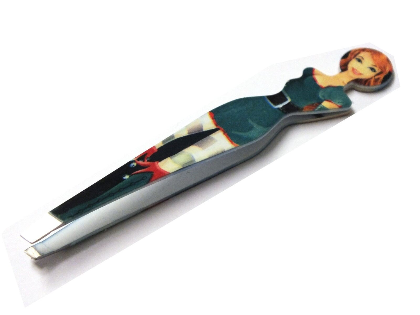 J&D Diva Professional Eyebrow Tweezers Slant Tip Hair Plucker Character Design