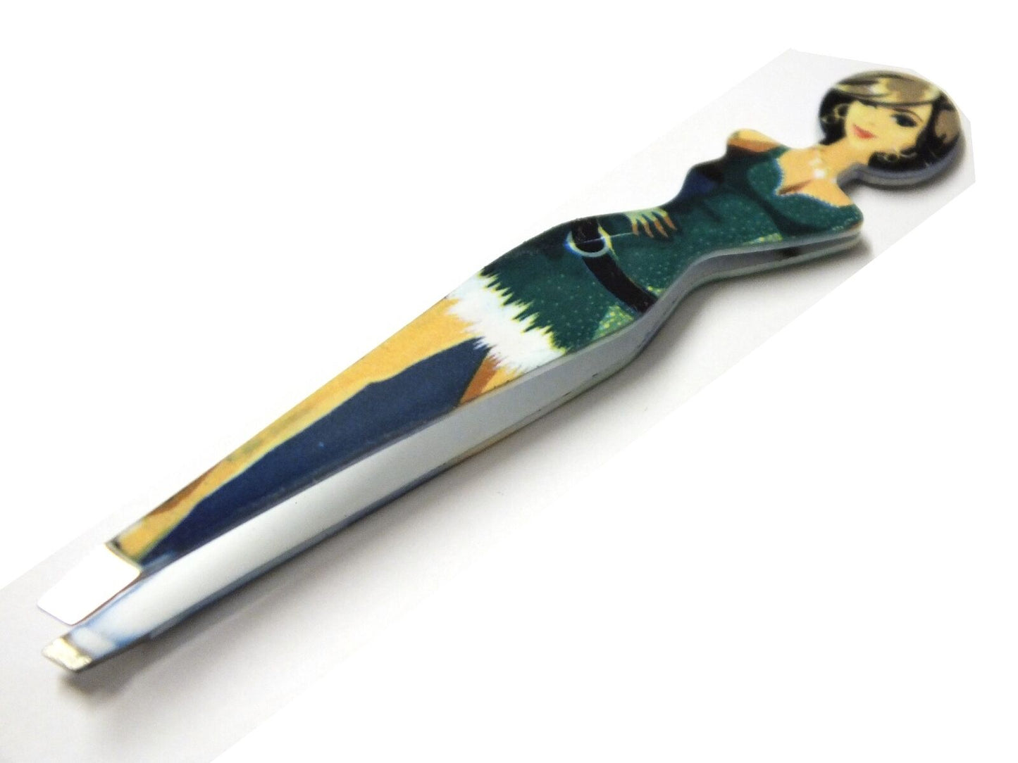 J&D Diva Professional Eyebrow Tweezers Slant Tip Hair Plucker Character Design