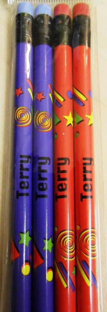 10 X Set of 4 Pack Boys Personalised Pencils with Rubber Kid Gift Child Name L-T