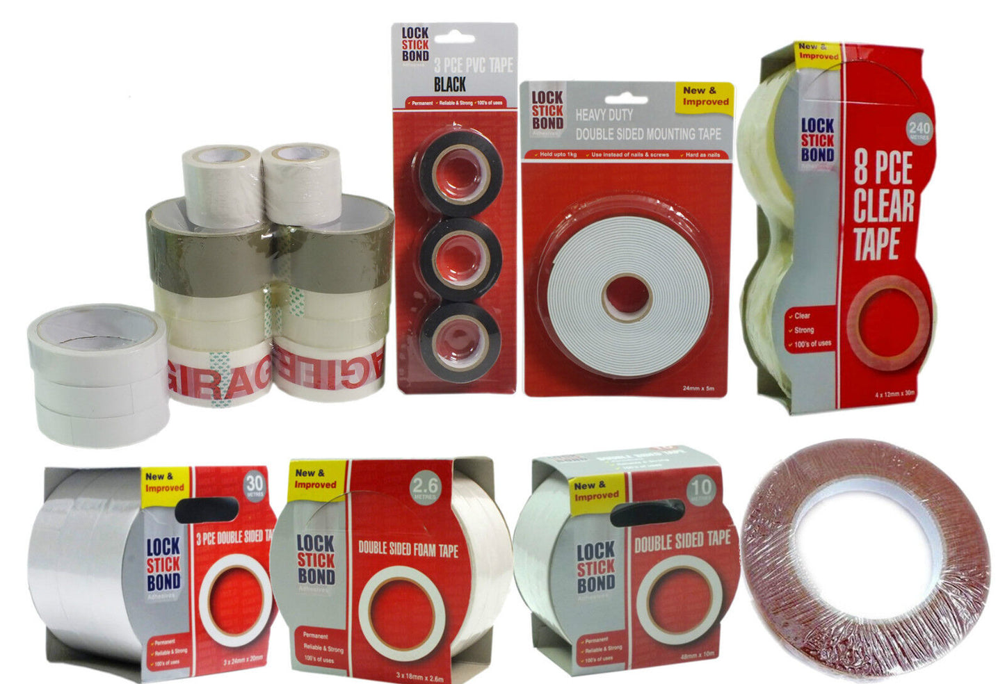 Clear, Brown, PVC, Fragile, Double Sided & Parcel Packaging Tape