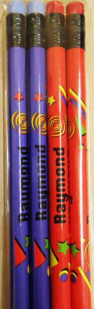 10 X Set of 4 Pack Boys Personalised Pencils with Rubber Kid Gift Child Name L-T