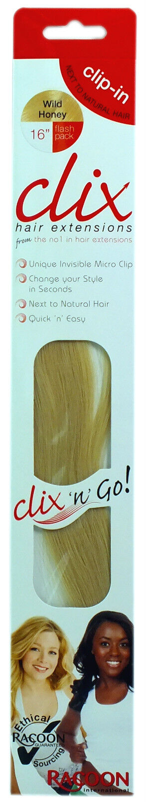 Racoon International Professional Clix N Go Clip in Hair Extensions 16” Length