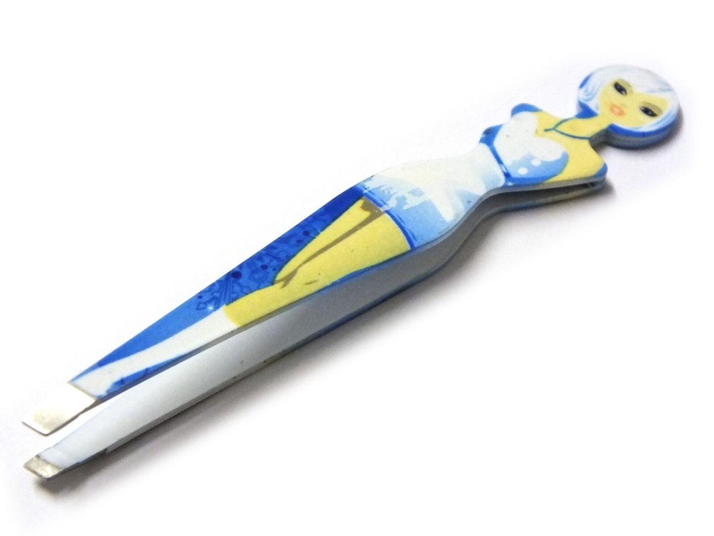 J&D Diva Professional Eyebrow Tweezers Slant Tip Hair Plucker Character Design