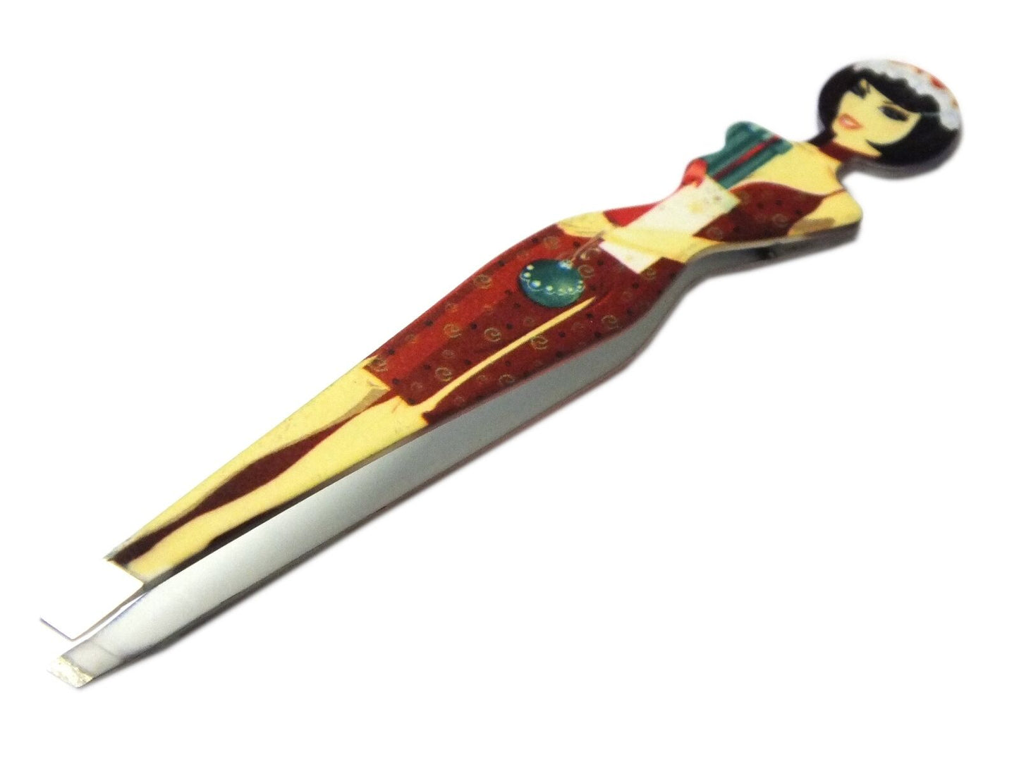 J&D Diva Professional Eyebrow Tweezers Slant Tip Hair Plucker Character Design