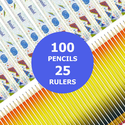 4,16,48,100 HB Pencils with Rubber Tip & Ruler Boys Kids Exam School Stationery
