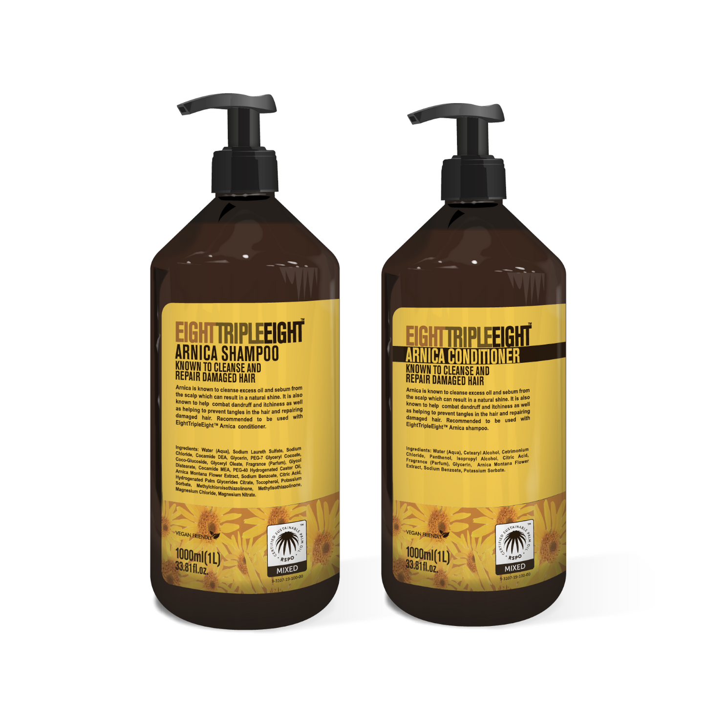 EightTripleEight Arnica  Hair Care Set- 1L Shampoo & 1L Conditioner