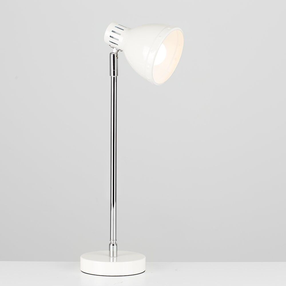 Retro Style Silver Chrome Gloss Cream Metal Domed Head Adjustable Desk Lamp