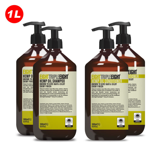 EightTripleEight Hemp Oil 2x Shampoo & 2x Conditioner 1L